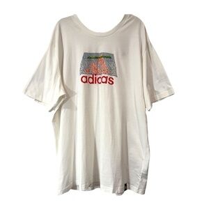 New adidas Men T Shirt Graphic 100% Cotton Short Sleeve Color White Size 2XL